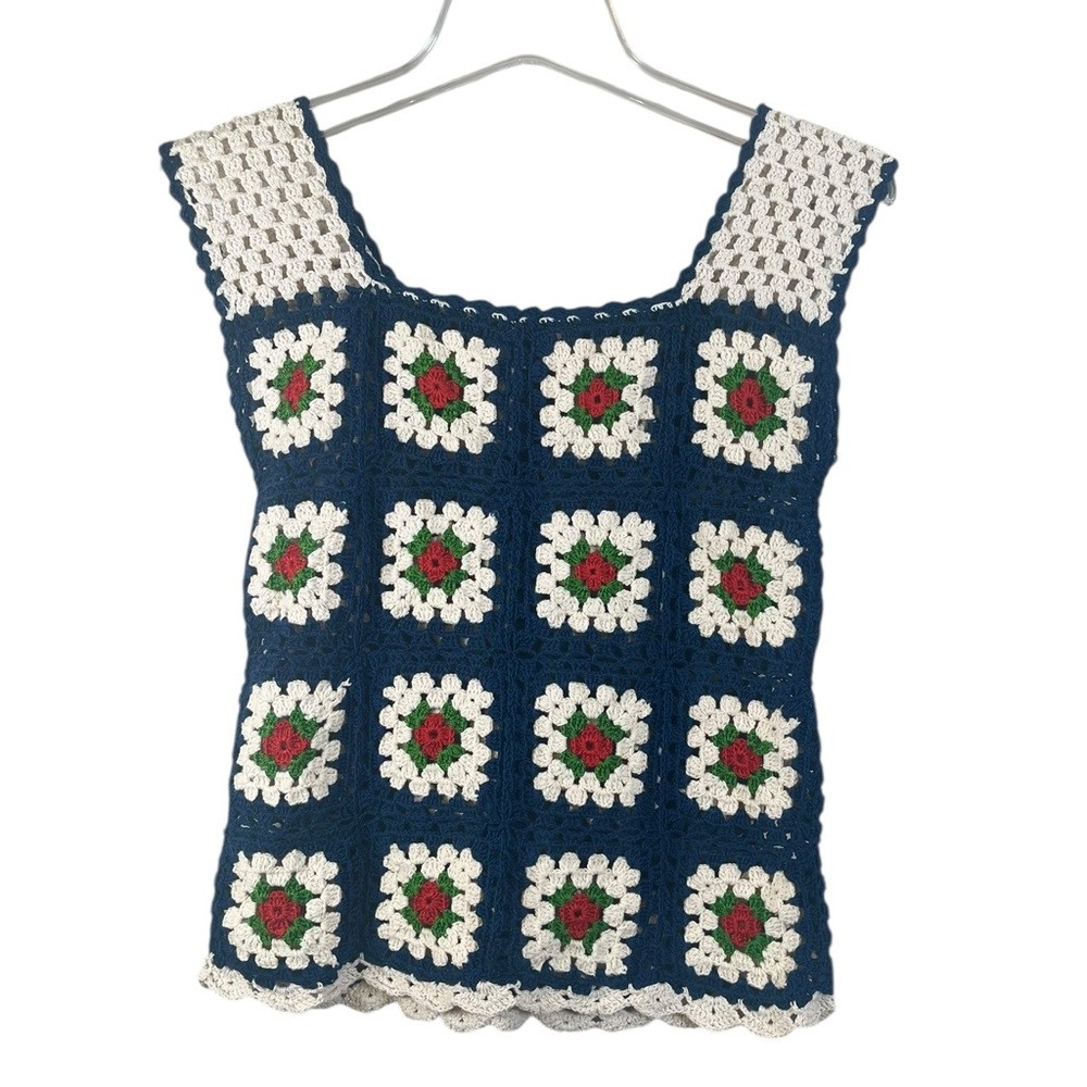 Vintage-Inspired Crochet Granny Square Tank Top
